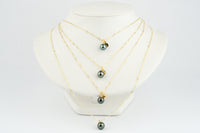 Blue-Green Peacock Tahitian Pearl Charm Necklace