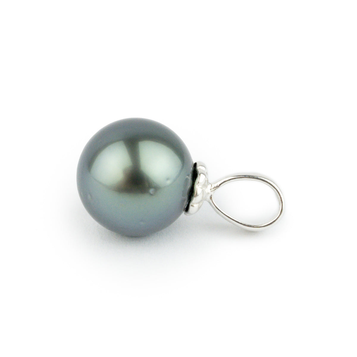 Indigo-Green 10.7mm Tahitian Pearl Pendant on Argentium Silver