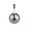 Indigo-Green 10.7mm Tahitian Pearl Pendant on Argentium Silver