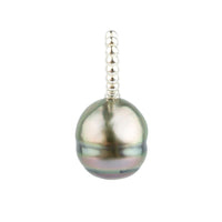 Pink-Green Circled 9.5mm Tahitian Pearl Pendant on Sterling Silver
