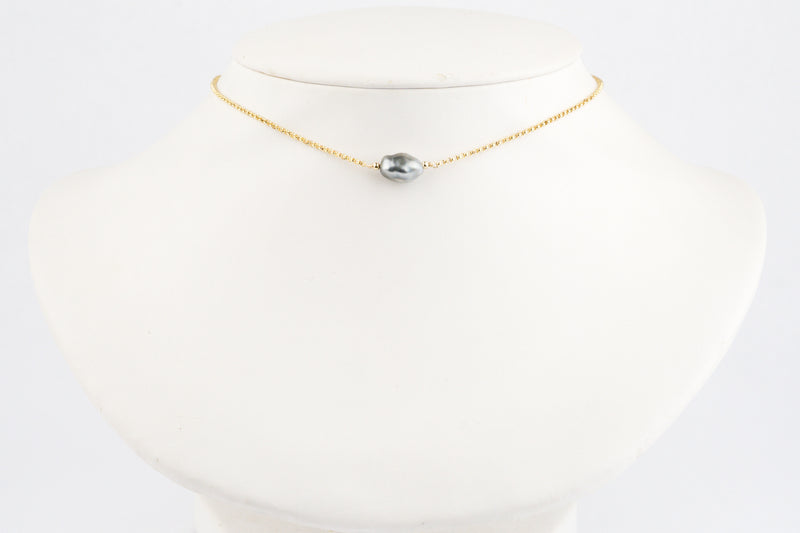 Tahitian Keshi Pearl Chain Choker Necklace on 14/20 Gold Filled