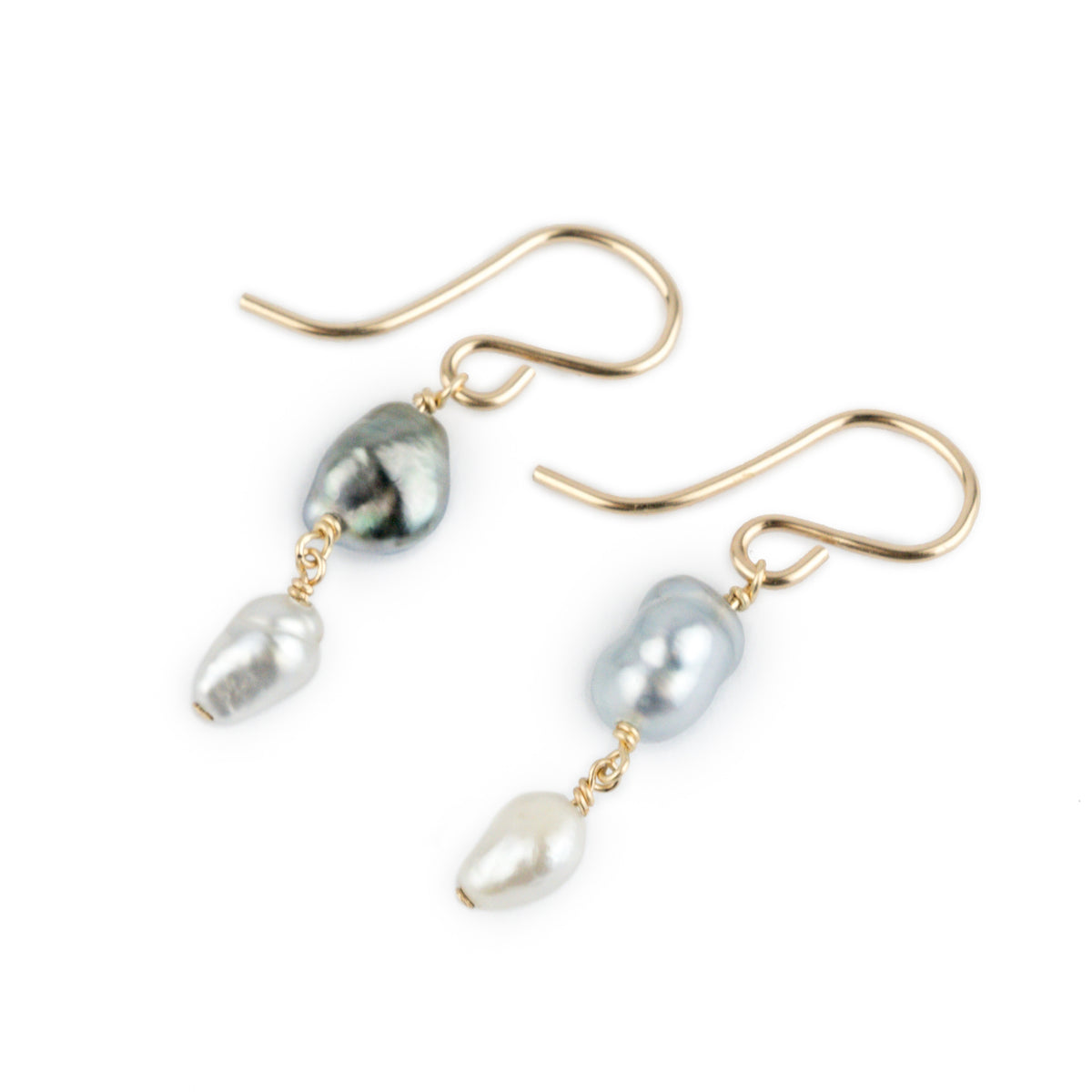 Double Dangle Tahitian Keshi Pearl Earrings