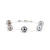 Periwinkle Dream Tin-Cup Tahitian Pearl Bracelet on Sterling Silver