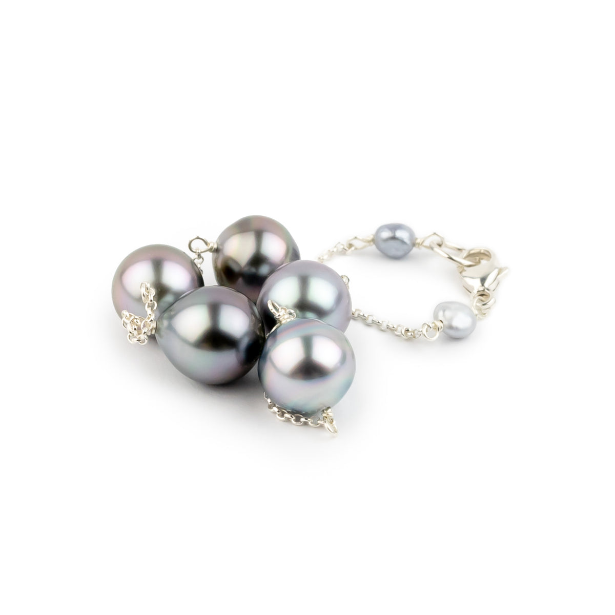 Periwinkle Dream Tin-Cup Tahitian Pearl Bracelet on Sterling Silver