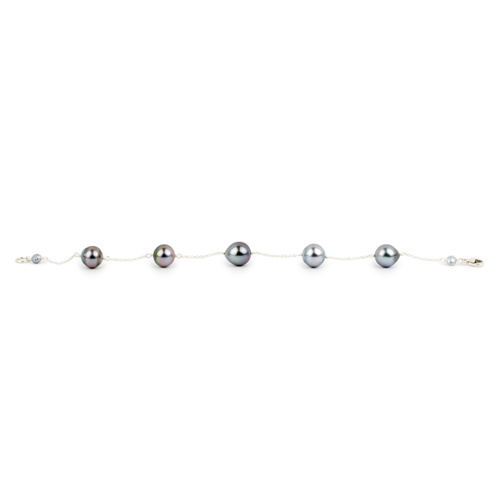 Periwinkle Dream Tin-Cup Tahitian Pearl Bracelet on Sterling Silver