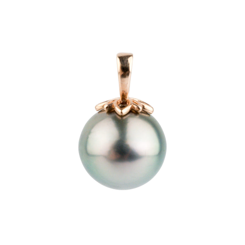 Aqua Pink 10mm Tahitian Pearl Pendant on 14K Rose Gold
