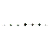 Cool Tones Circled Tin-Cup Tahitian Pearl Bracelet on Sterling Silver