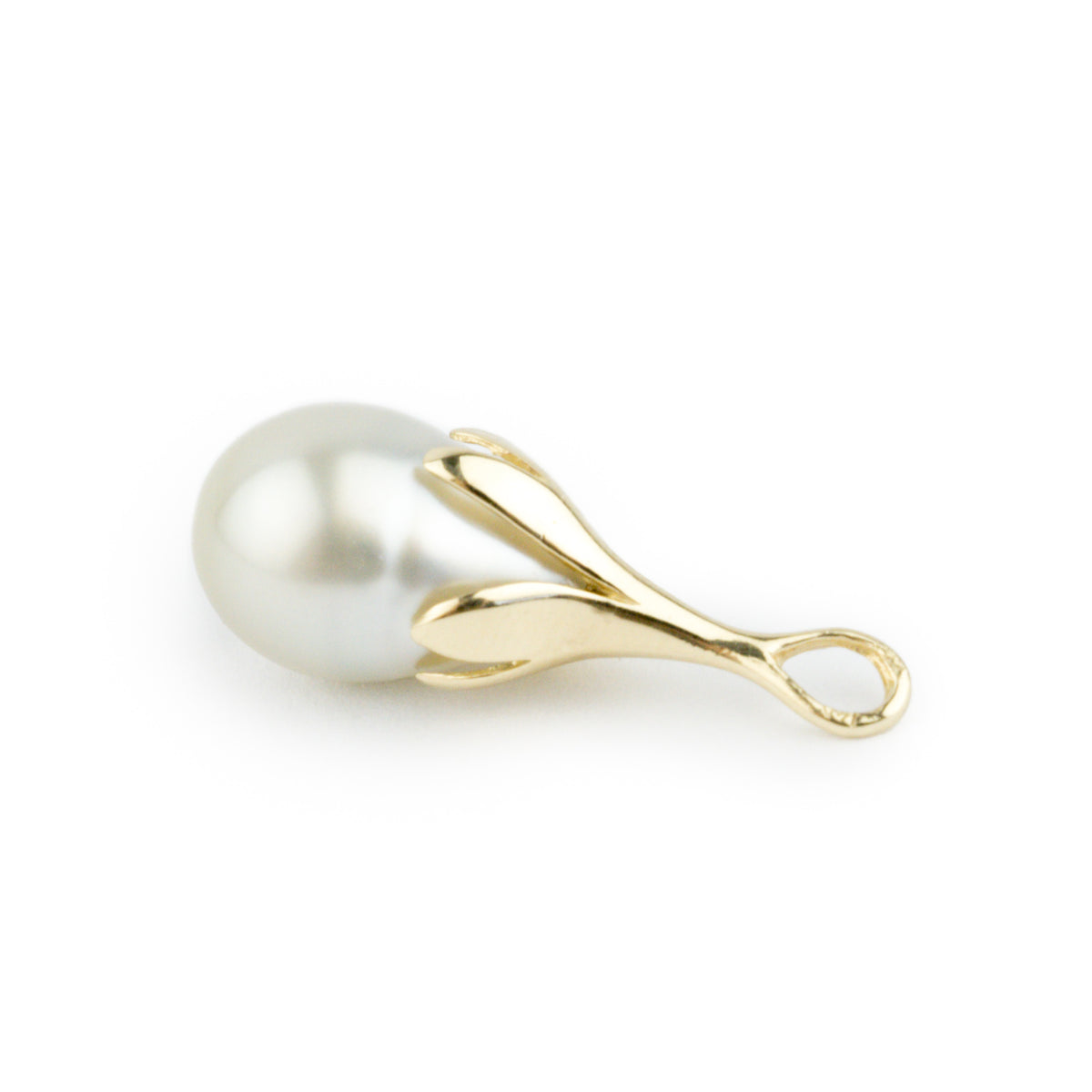 Tahitian White 9.3mm Drop Tahitian Pearl Pendant on 14K Yellow Gold