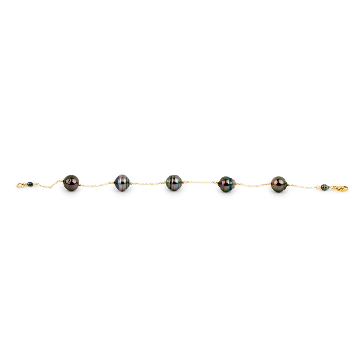 Crimson Pink Circled Tin-Cup Tahitian Pearl Bracelet on 14/20 Gold Filled