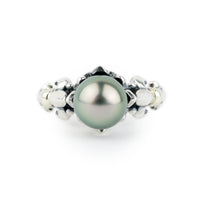Green Glow Acropora Tahitian Pearl Ring