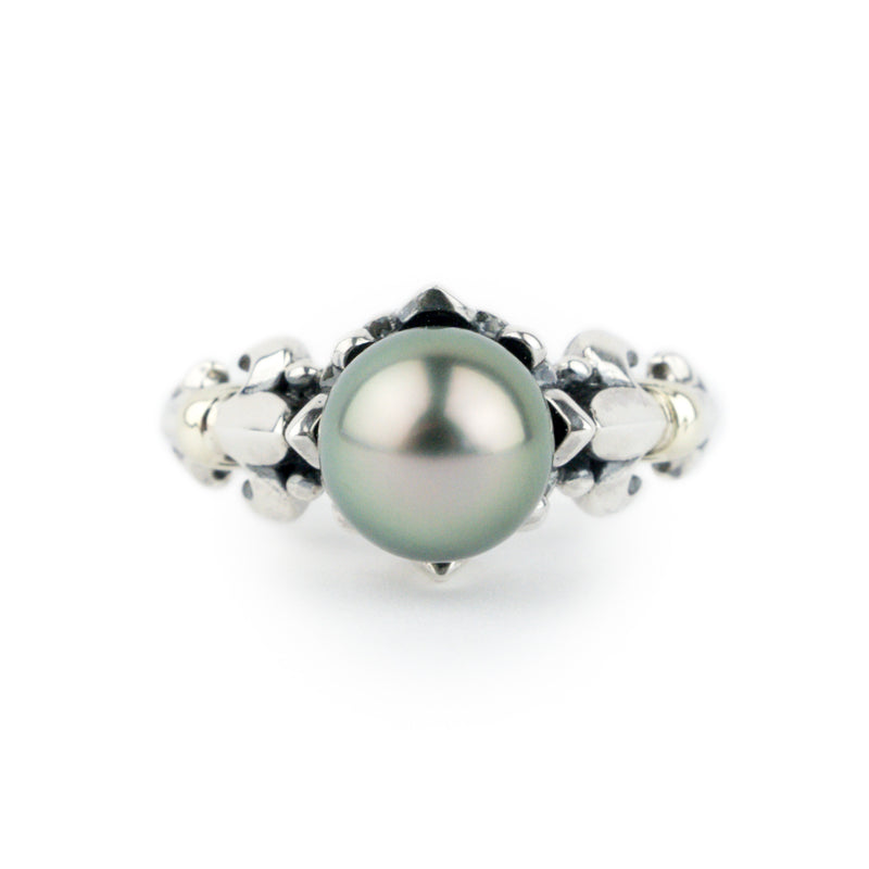 Green Glow Acropora Tahitian Pearl Ring