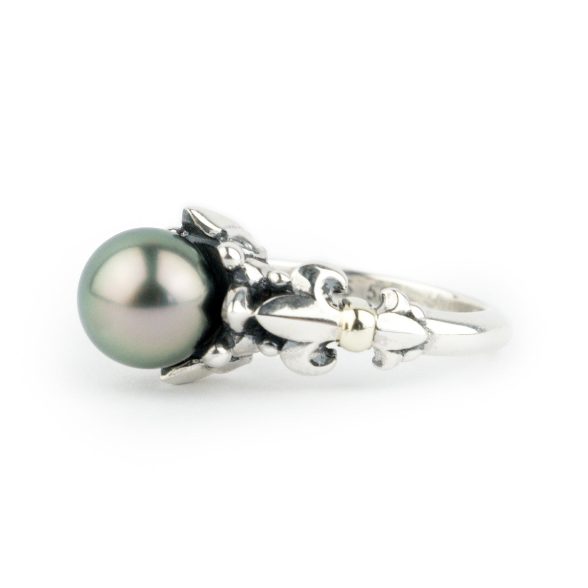 Green Glow Acropora Tahitian Pearl Ring