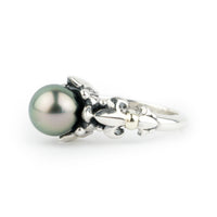 Green Glow Acropora Tahitian Pearl Ring