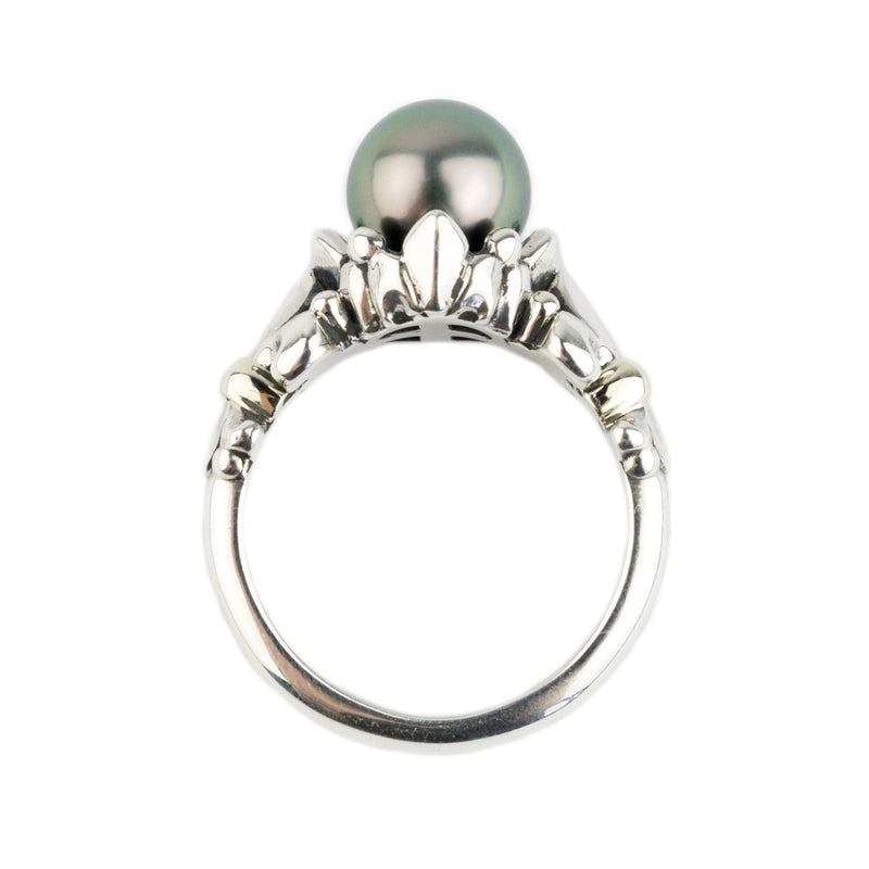 Green Glow Acropora Tahitian Pearl Ring