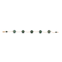Luscious Green Tahitian Pearl Tin Cup Bracelet on 14K Rose Gold
