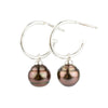 Aubergine Circled Tahitian Pearl Hoop Earrings on Sterling Silver