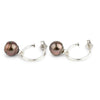 Aubergine Circled Tahitian Pearl Hoop Earrings on Sterling Silver