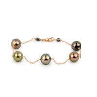 Coppery Sunset Tahitian Pearl Tin Cup Bracelet on 14K Rose Gold