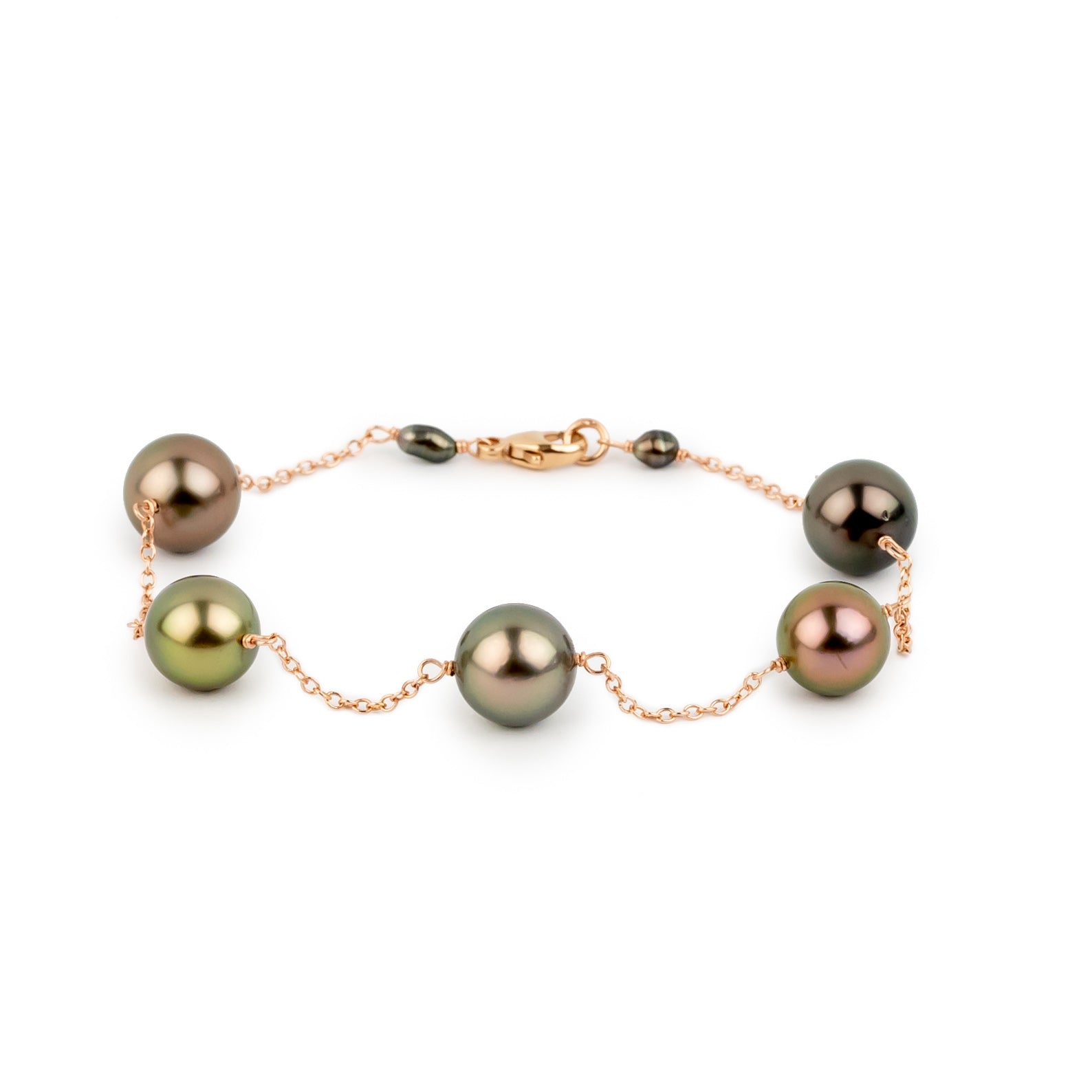 Coppery Sunset Tahitian Pearl Tin Cup Bracelet on 14K Rose Gold