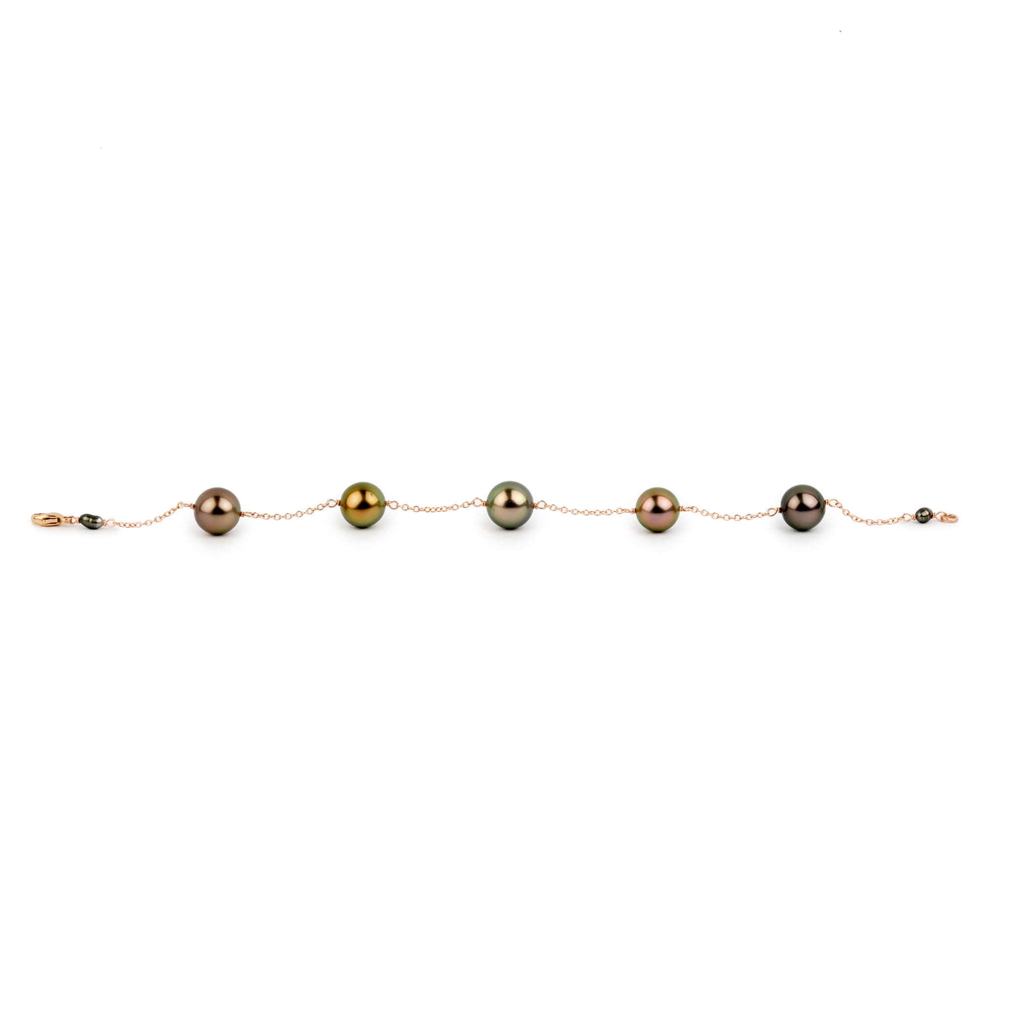 Coppery Sunset Tahitian Pearl Tin Cup Bracelet on 14K Rose Gold