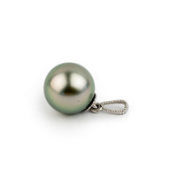 Light Pink Peacock 9.2mm Tahitian Pearl Mermaid Pendant on 14K White Gold