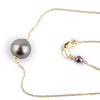 Stormy Blue-Green 9.4mm Pearl Solitaire Necklace on 14K Yellow Gold