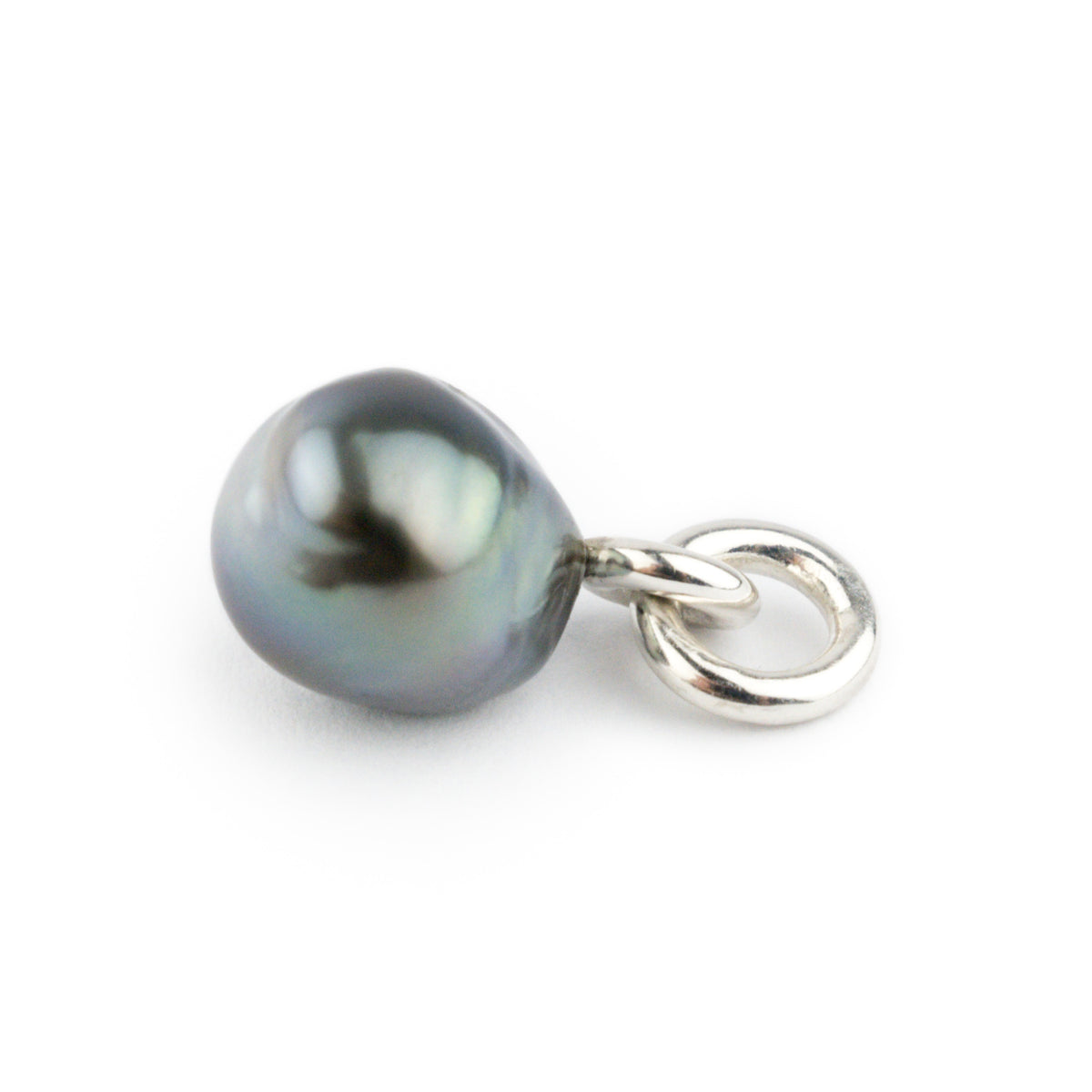Indigo-Green Baroque Tahitian Pearl Rava Pendant on Sterling Silver