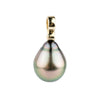 Pink Peacock 10.8mm Drop Tahitian Pearl Infinity Pendant on 14K Yellow Gold