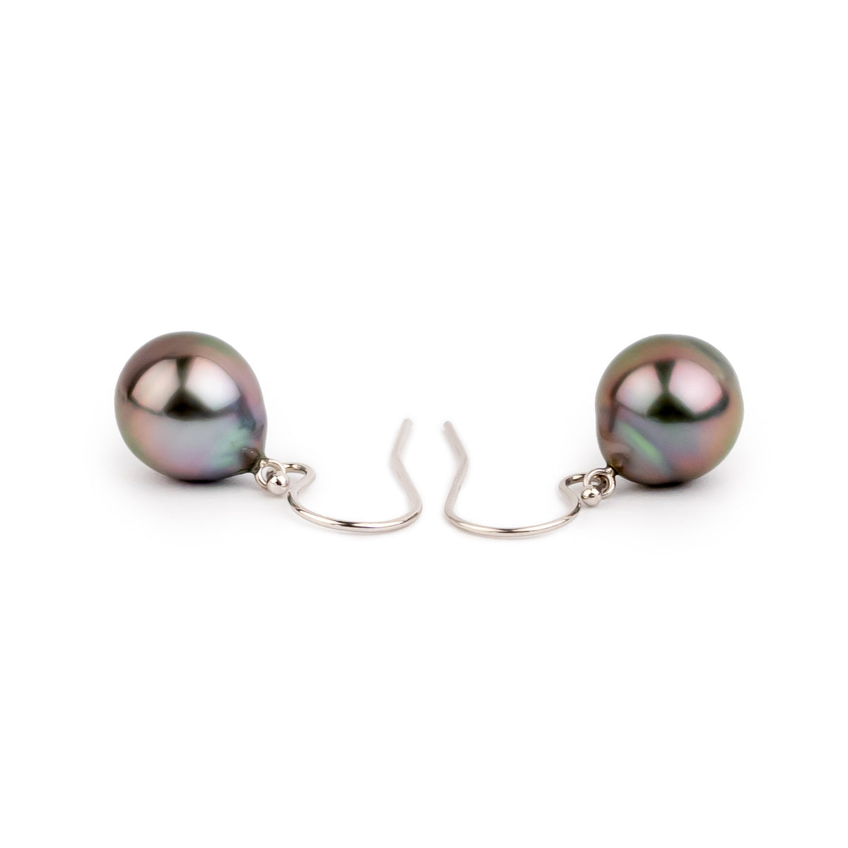 Fiery Fuchsia Drop Tahitian Pearl Dangle Earrings on 14K White Gold