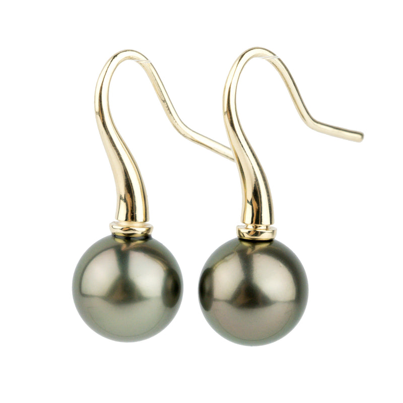 Aubergine Green 12.2mm Tahitian Pearl Hook Dangles