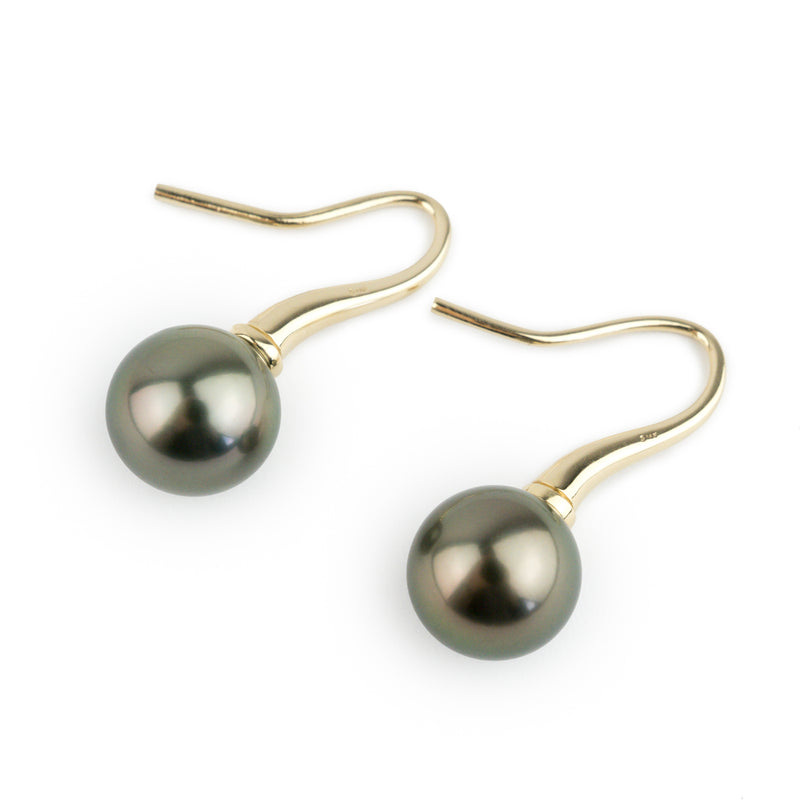 Aubergine Green 12.2mm Tahitian Pearl Hook Dangles