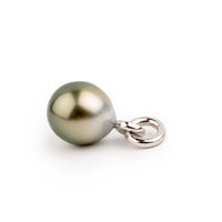 Warm Green Ombré 11.7mm Tahitian Pearl Rava Pendant on 14K White Gold