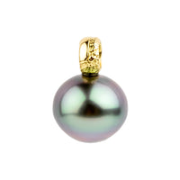 Purple Passion 12mm Tahitian Pearl Pendant on 18K Yellow Gold