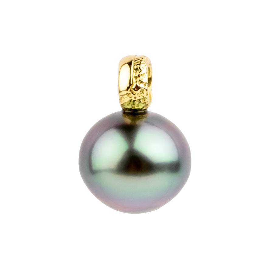 Purple Passion 12mm Tahitian Pearl Pendant on 18K Yellow Gold