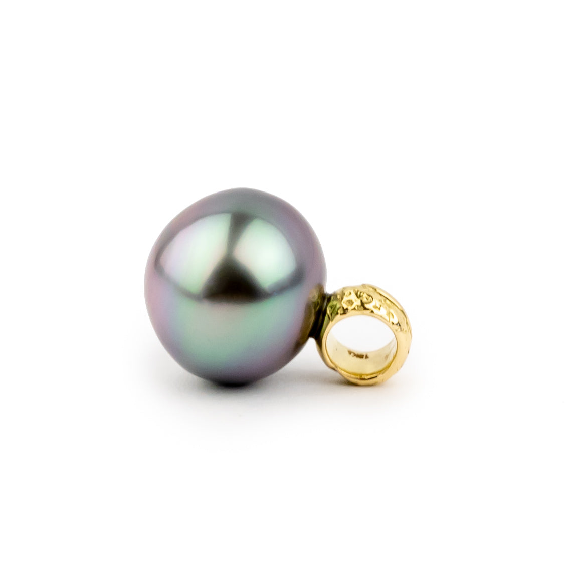 Purple Passion 12mm Tahitian Pearl Pendant on 18K Yellow Gold
