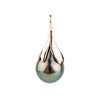 Bright Green 10.4mm Rainbow Drop Tahitian Pearl Pendant on 14K Rose Gold