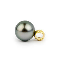 Shimmery Color Shifting 11.6mm Tahitian Pearl Pendant on 18K Yellow Gold