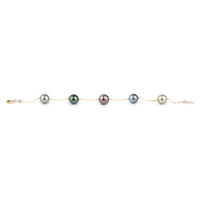 Five Flash Tahitian Pearl Tin Cup Bracelet on 14K Yellow Gold