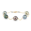 Five Flash Tahitian Pearl Tin Cup Bracelet on 14K Yellow Gold
