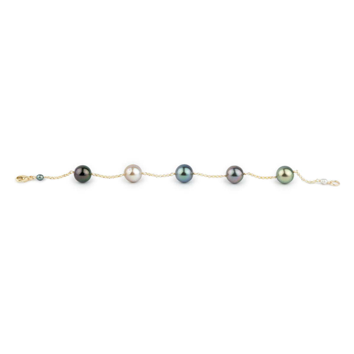 Multi-Colorful Tin-Cup Tahitian Pearl Bracelet on 14/20 Gold Filled