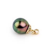 Metallic Plum Peacock 10.5mm Tahitian Pearl Filigree Pendant