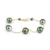 Peacock Green Circled Tin-Cup Tahitian Pearl Bracelet on 14/20 Gold Filled