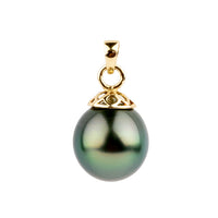 Rainforest Green 10.6mm Tahitian Pearl Filigree Pendant