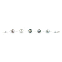 Multi-Colored Tahitian Pearl Tin Cup Bracelet on Sterling Silver