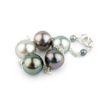 Multi-Colored Tahitian Pearl Tin Cup Bracelet on Sterling Silver