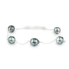 Blue-Pink Circled Tahitian Pearl Tin Cup Bracelet on Sterling Silver