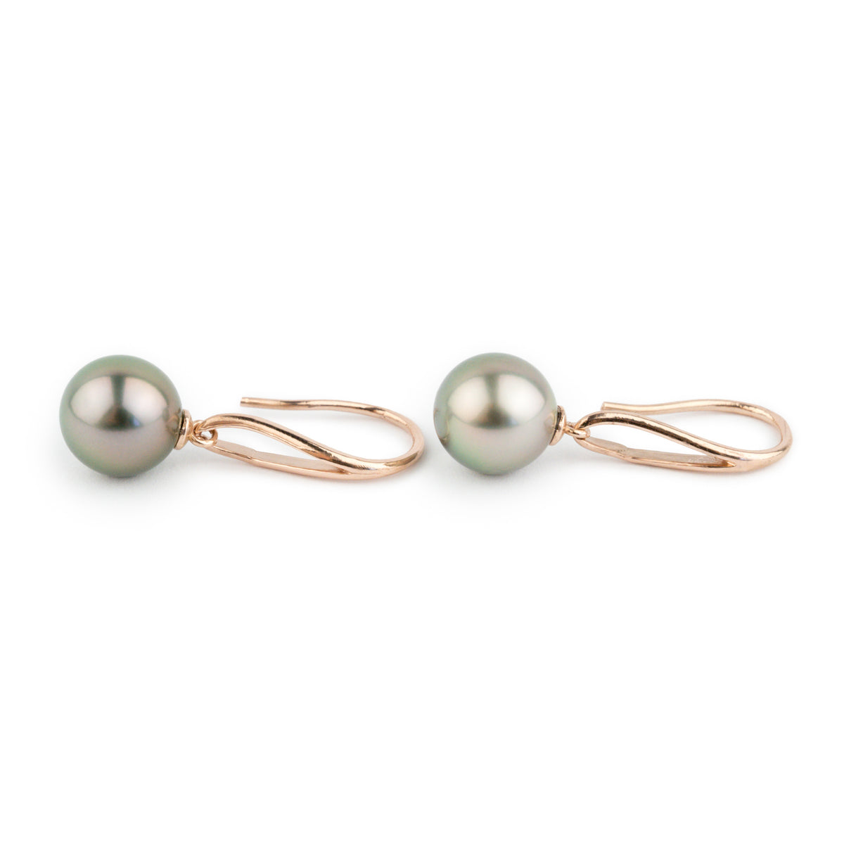 Light Pink Green 11mm Teardrop Hook Dangles on 14K Rose Gold