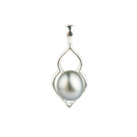 Silvery Keshi Pearl Lotus Pendant on Sterling Silver