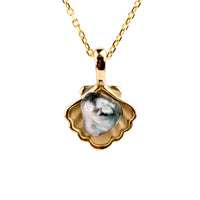 Tahitian Keshi Pearl 14K Yellow Gold Seashell Necklace