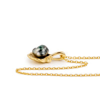 Tahitian Keshi Pearl 14K Yellow Gold Seashell Necklace